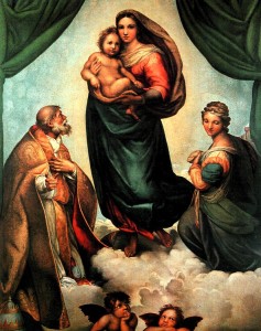 La "Madonna Sistina" di Raffaello. “Gemäldegalerie” di Dresda. Germania